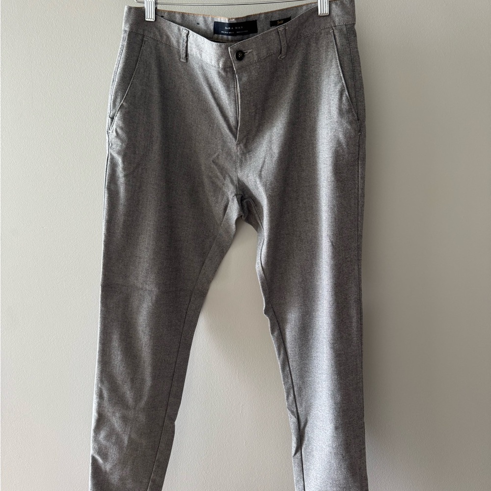 Zara Men's stretch linen Gray Pants